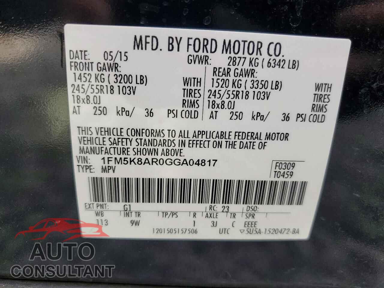 FORD EXPLORER 2016 - 1FM5K8AR0GGA04817