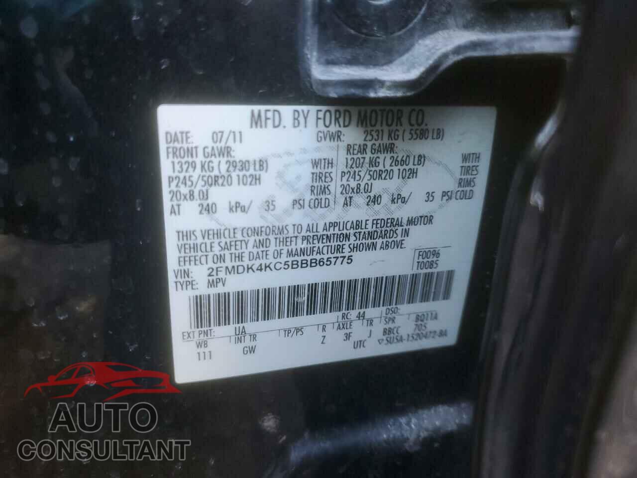 FORD EDGE 2011 - 2FMDK4KC5BBB65775