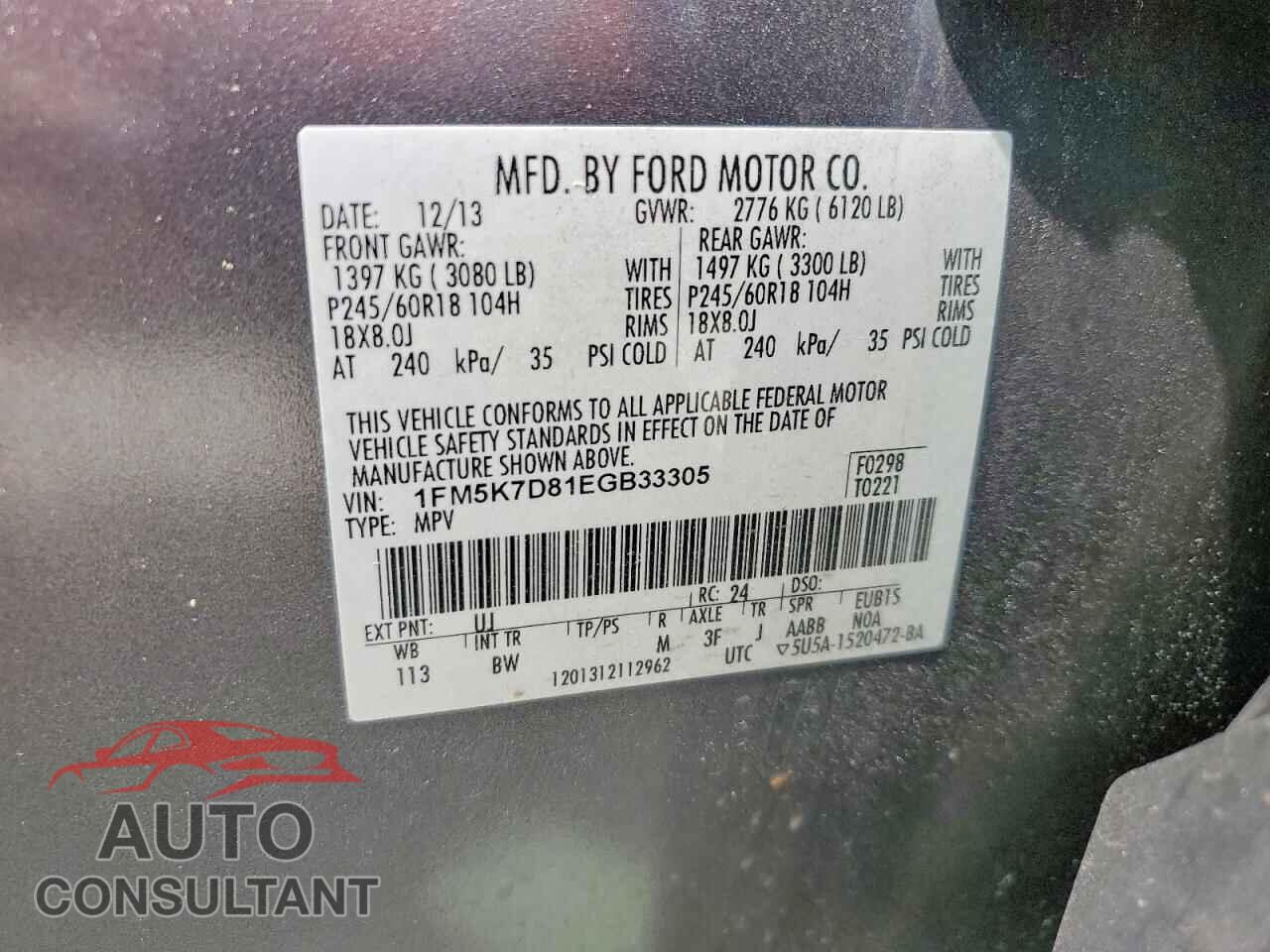 FORD EXPLORER 2014 - 1FM5K7D81EGB33305