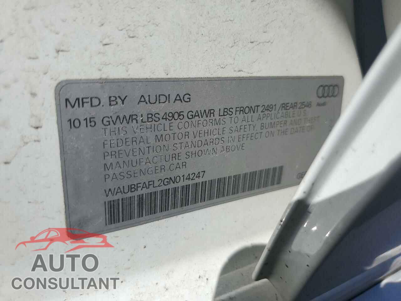 AUDI A4 2016 - WAUBFAFL2GN014247