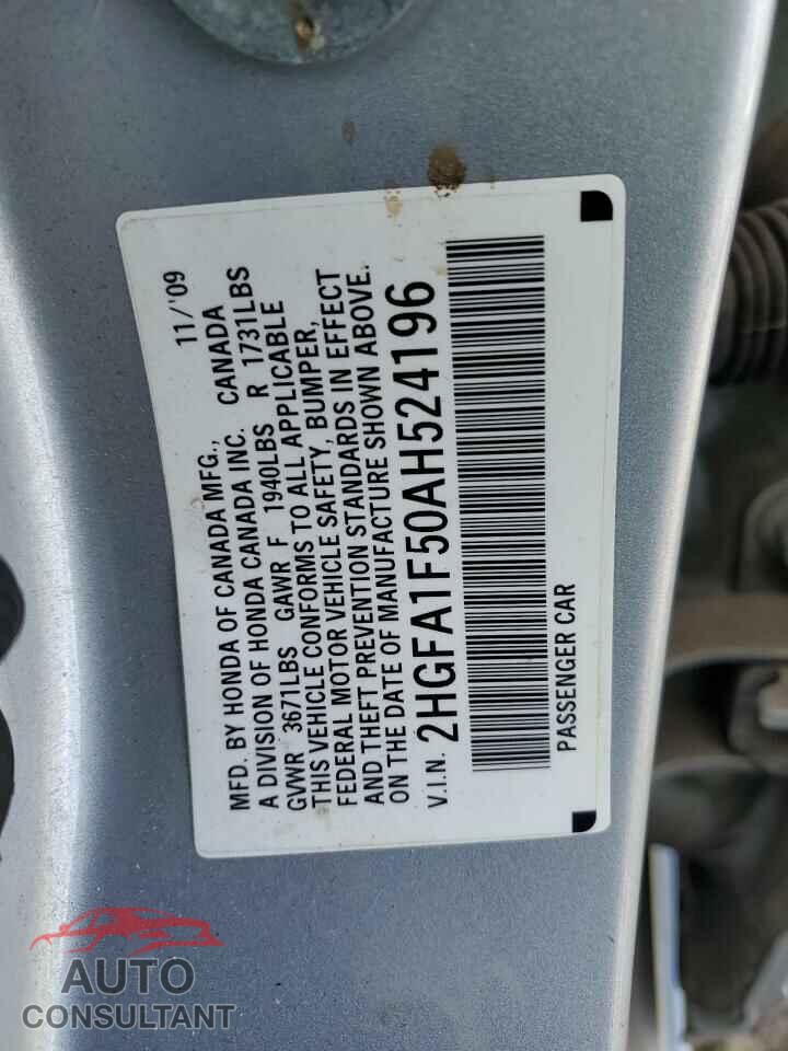 HONDA CIVIC 2010 - 2HGFA1F50AH524196