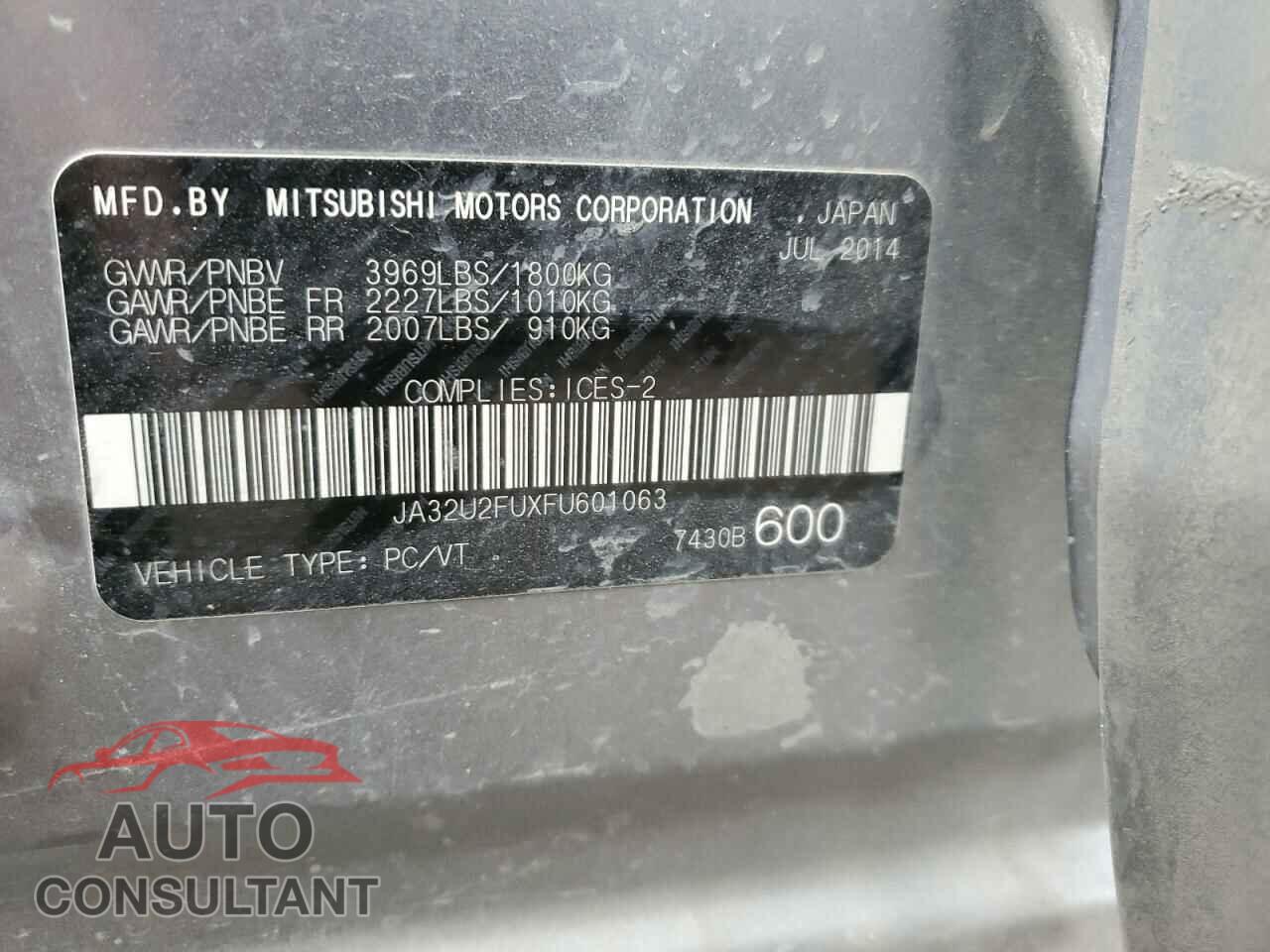 MITSUBISHI LANCER 2015 - JA32U2FUXFU601063