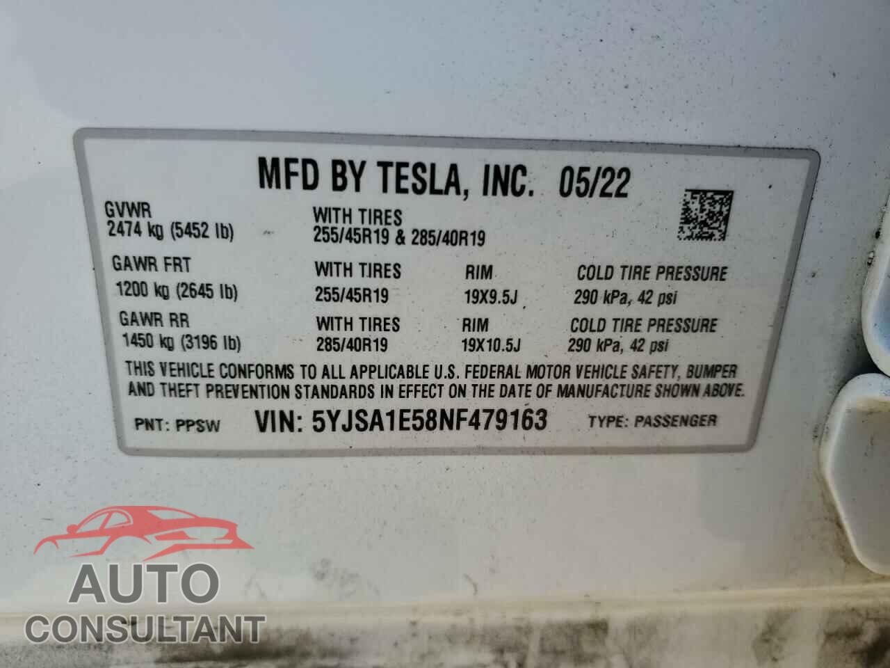 TESLA MODEL S 2022 - 5YJSA1E58NF479163
