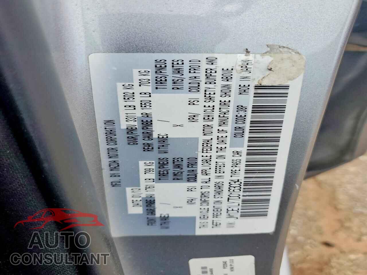 MAZDA 2 2013 - JM1DE1LY7D0163034