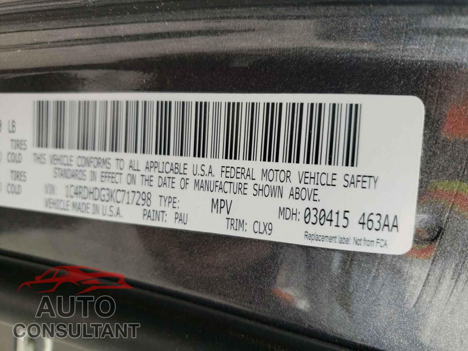 DODGE DURANGO 2019 - 1C4RDHDG3KC717298