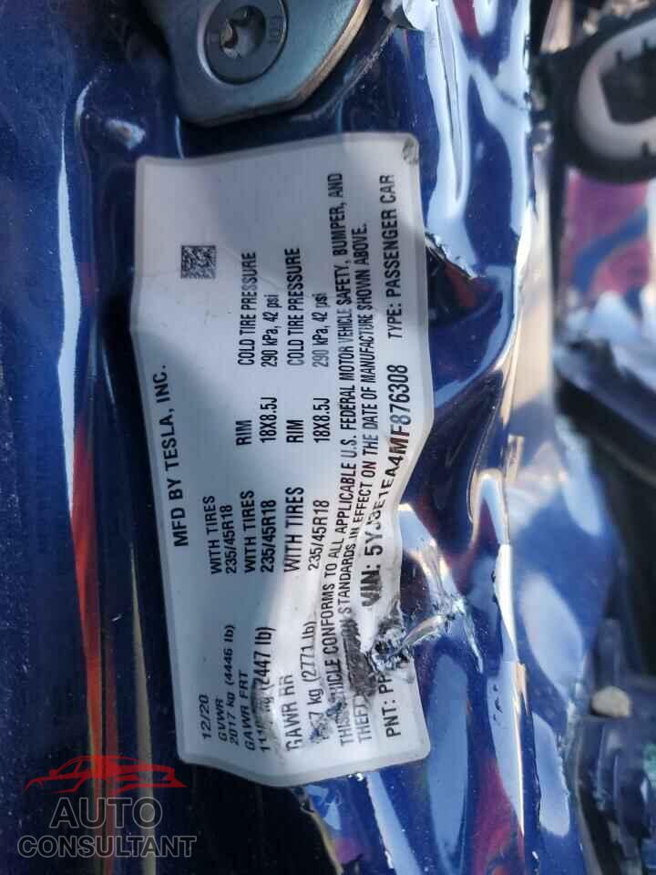 TESLA MODEL 3 2021 - 5YJ3E1EA4MF876308