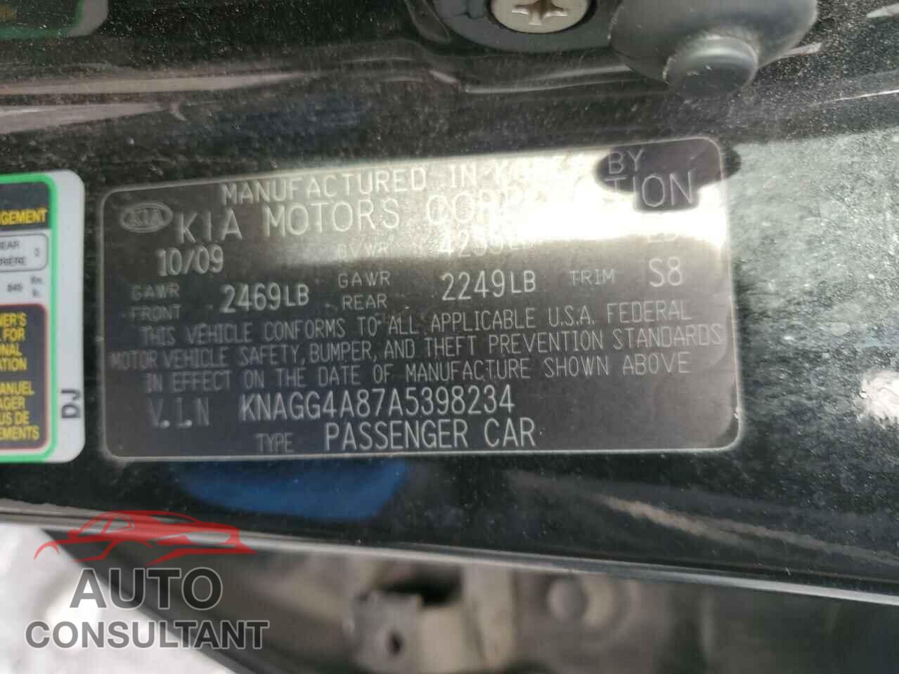 KIA OPTIMA 2010 - KNAGG4A87A5398234