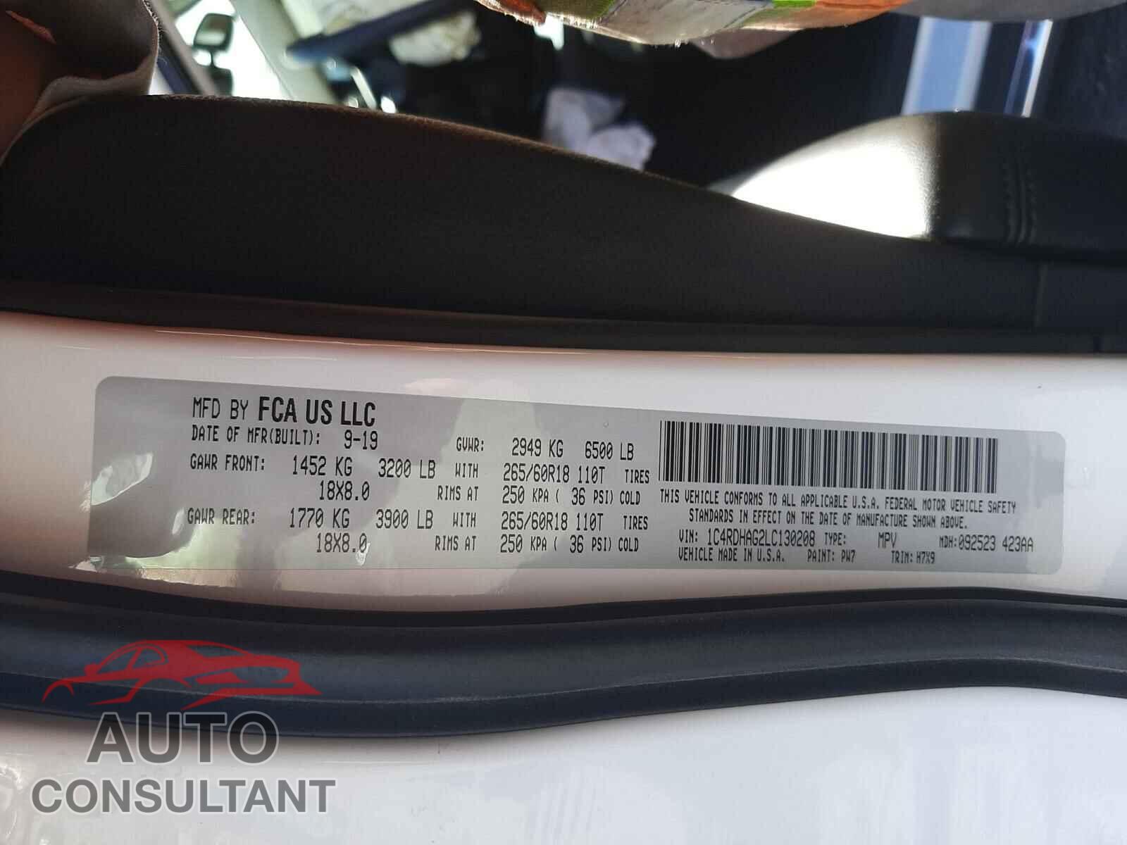 DODGE DURANGO 2020 - 1C4RDHAG2LC130208