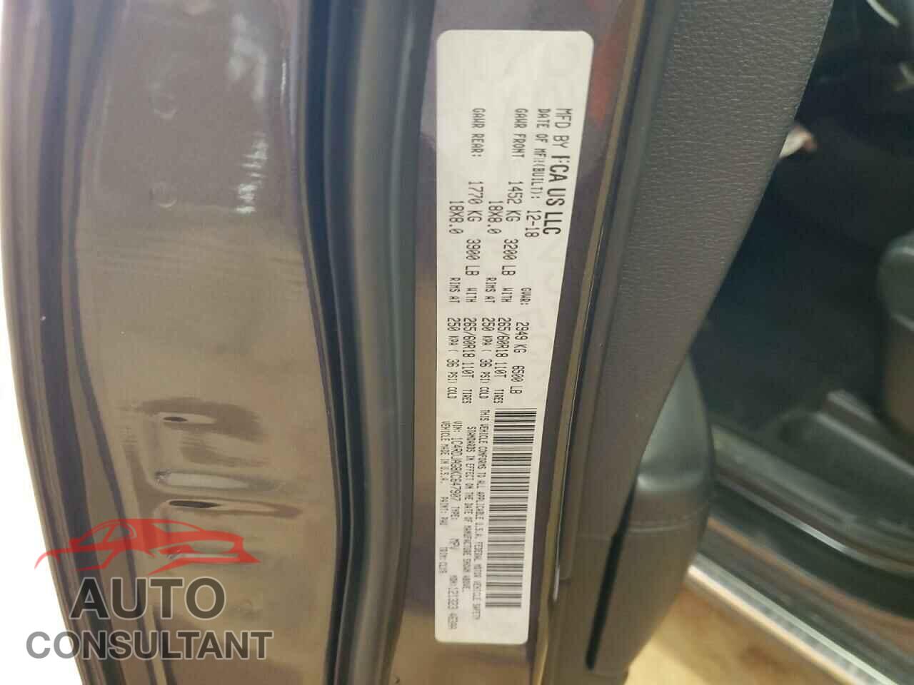 DODGE DURANGO 2019 - 1C4RDJAG8KC647907