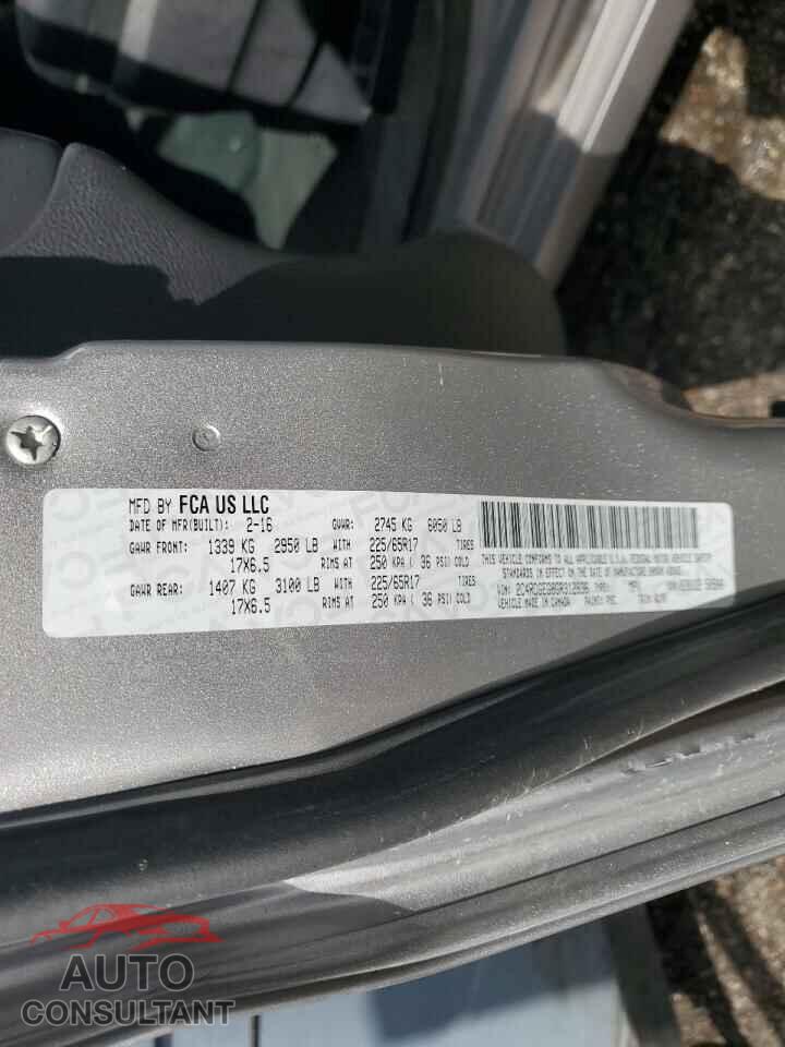 DODGE CARAVAN 2016 - 2C4RDGEG8GR312836