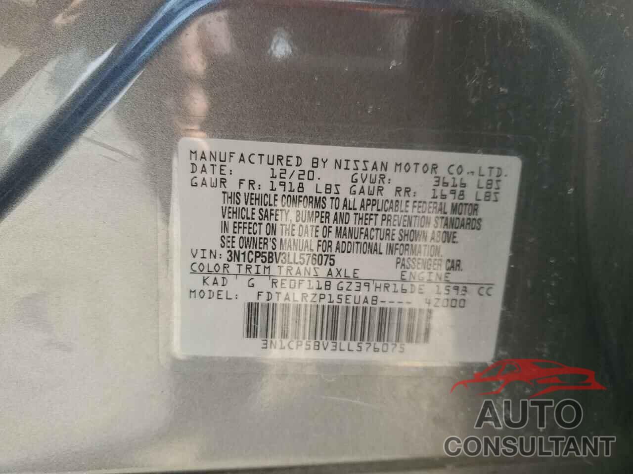 NISSAN KICKS 2020 - 3N1CP5BV3LL576075
