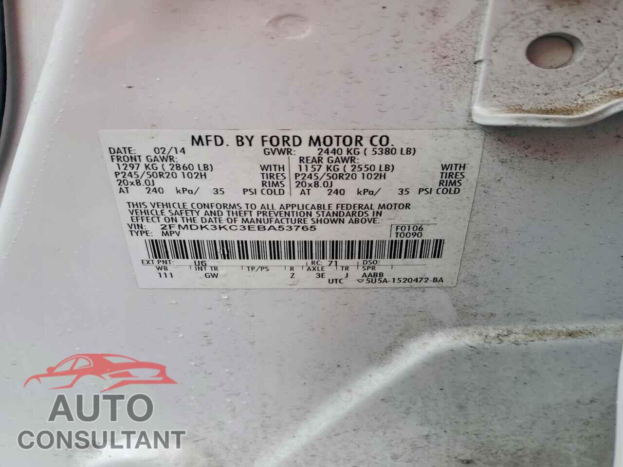 FORD EDGE 2014 - 2FMDK3KC3EBA53765