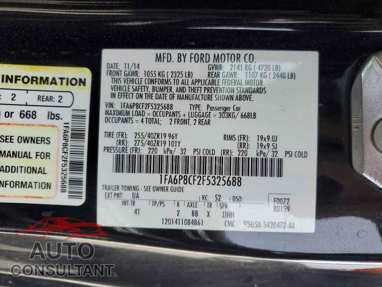 FORD MUSTANG 2015 - 1FA6P8CF2F5325688
