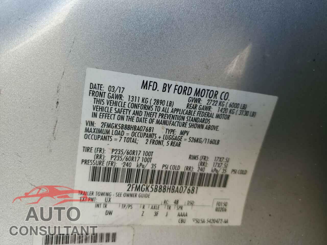 FORD FLEX 2017 - 2FMGK5B88HBA07681