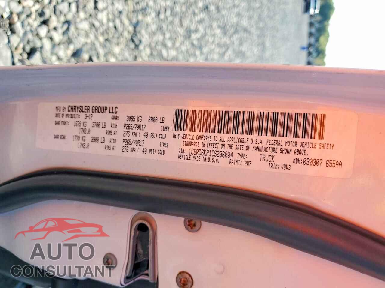 DODGE RAM 1500 2012 - 1C6RD6KP1CS236004