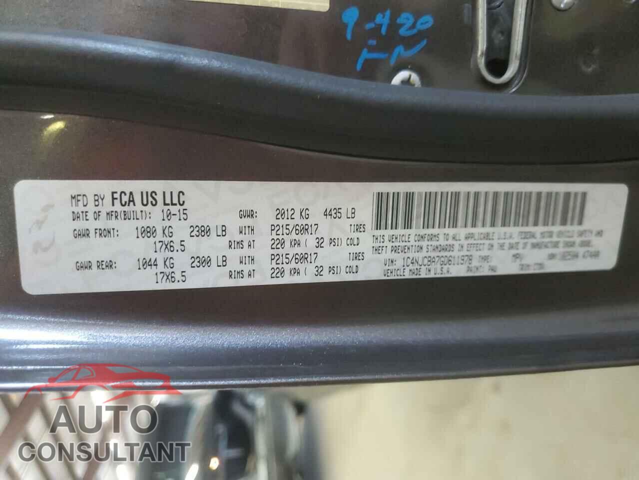 JEEP COMPASS 2016 - 1C4NJCBA7GD611978