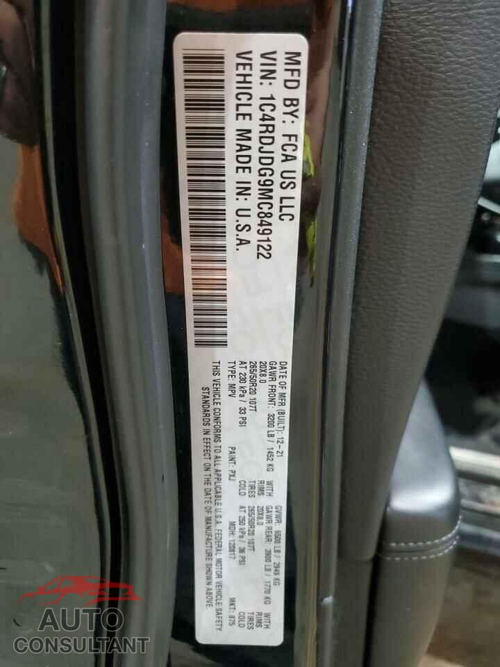 DODGE DURANGO 2021 - 1C4RDJDG9MC849122