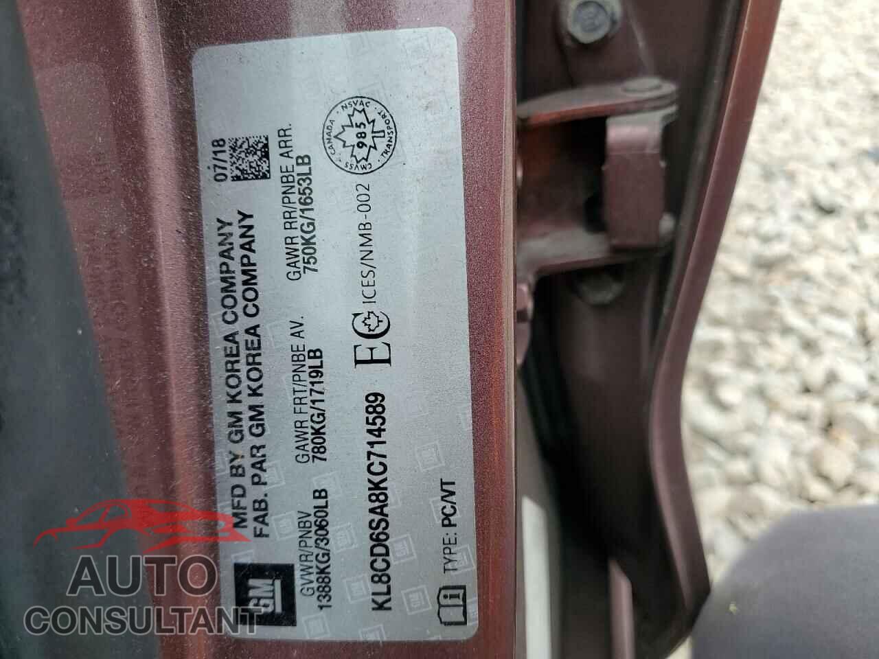 CHEVROLET SPARK 2019 - KL8CD6SA8KC714589