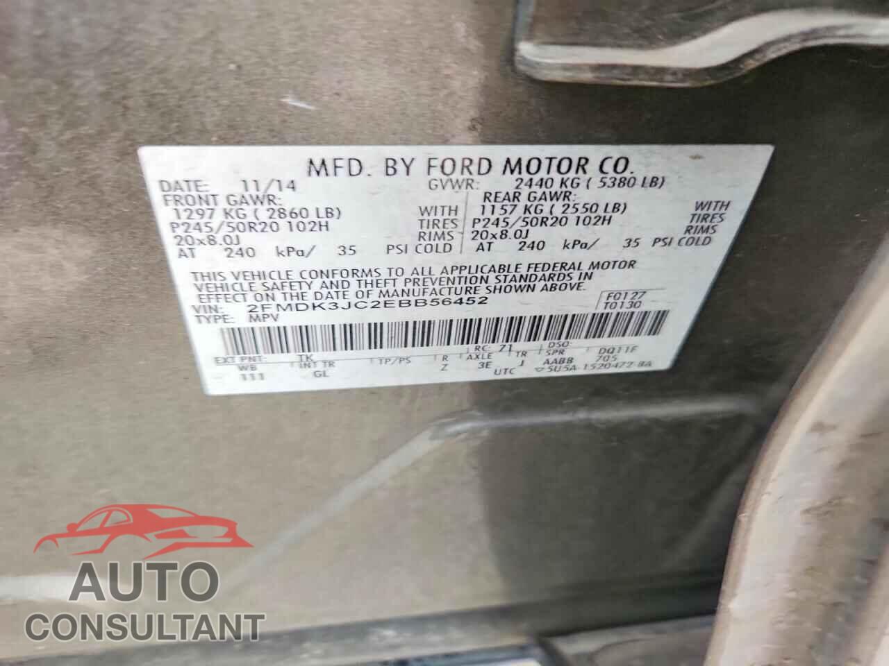 FORD EDGE 2014 - 2FMDK3JC2EBB56452