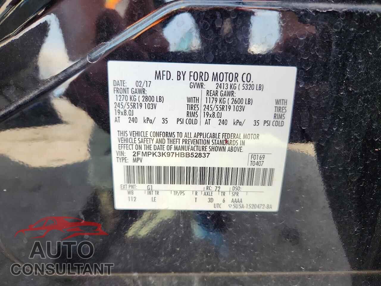 FORD EDGE 2017 - 2FMPK3K97HBB52837