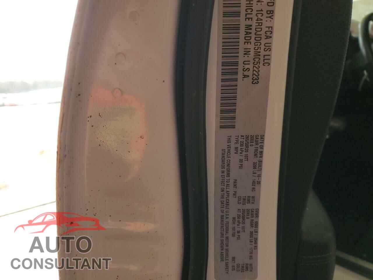 DODGE DURANGO 2021 - 1C4RDJDG5MC522233