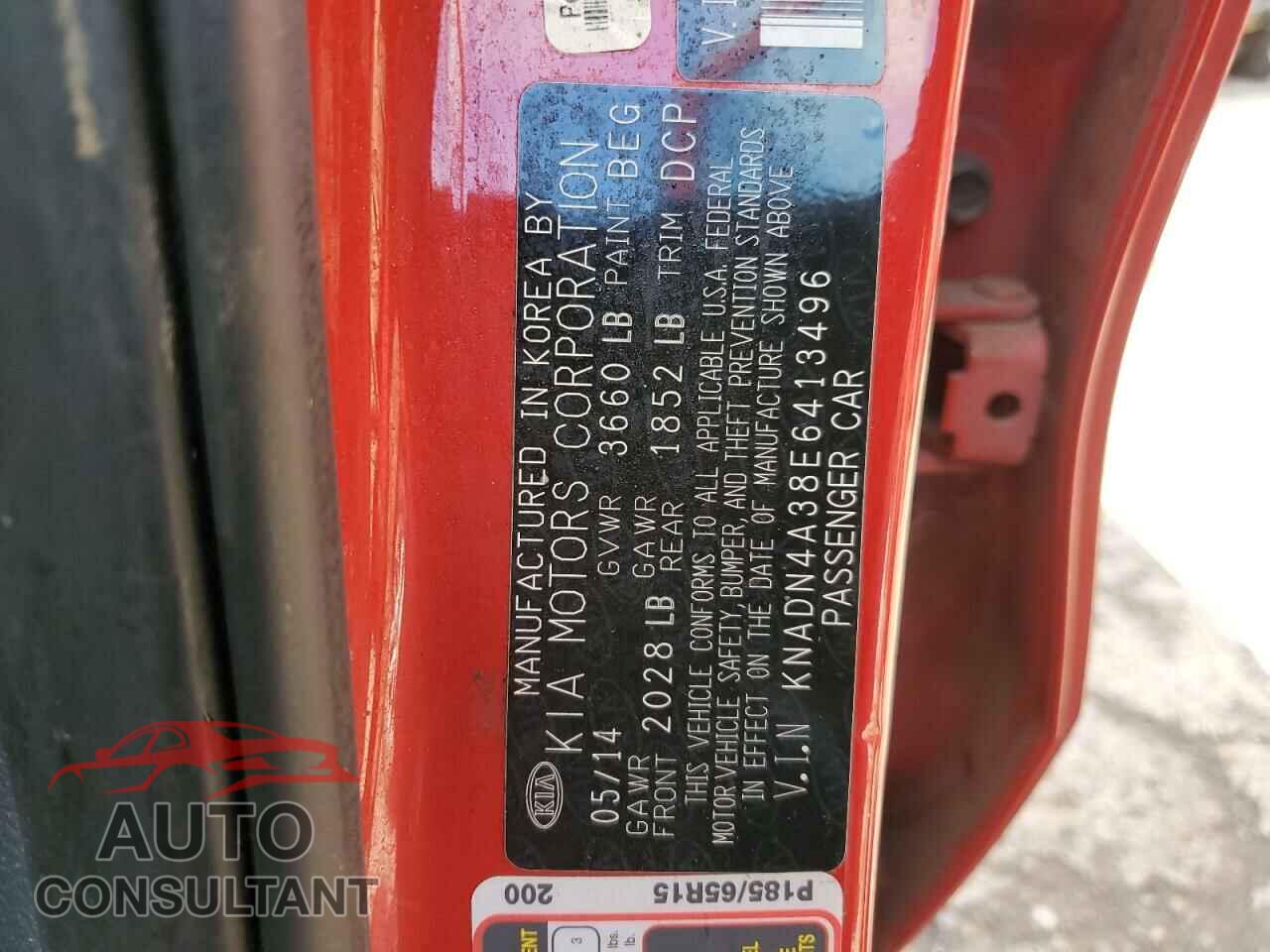 KIA RIO 2014 - KNADN4A38E6413496