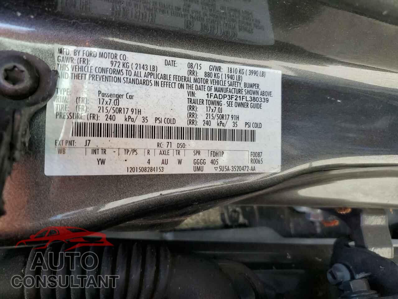 FORD FOCUS 2015 - 1FADP3F21FL380339