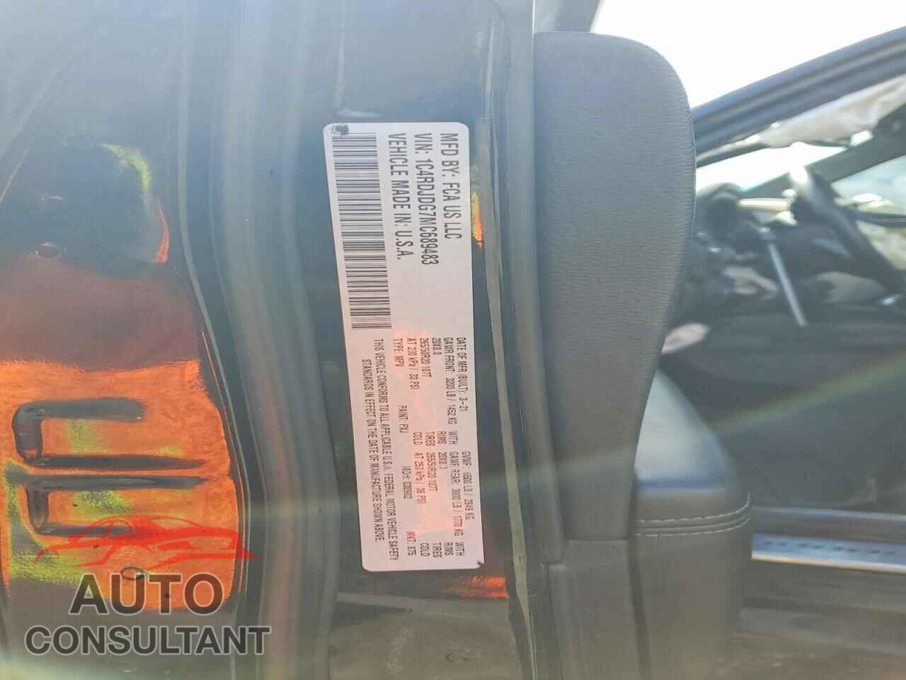 DODGE DURANGO 2021 - 1C4RDJDG7MC689483