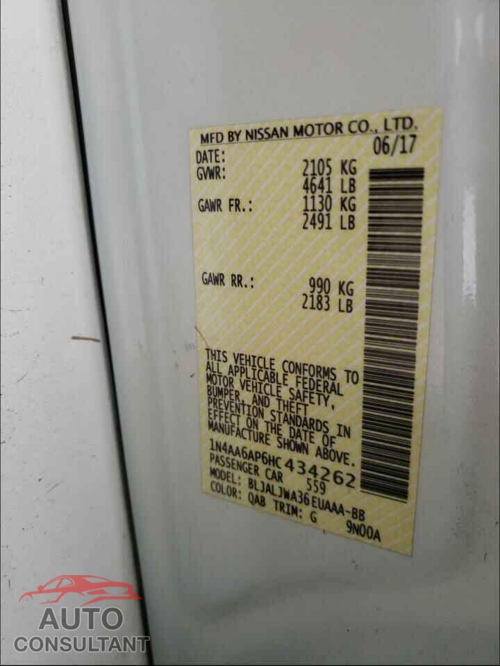 NISSAN MAXIMA 2017 - 1N4AA6AP6HC434262