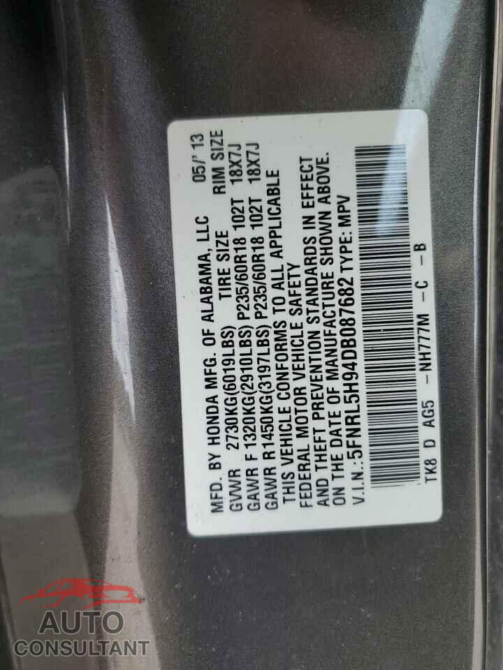 HONDA ODYSSEY 2013 - 5FNRL5H94DB087682
