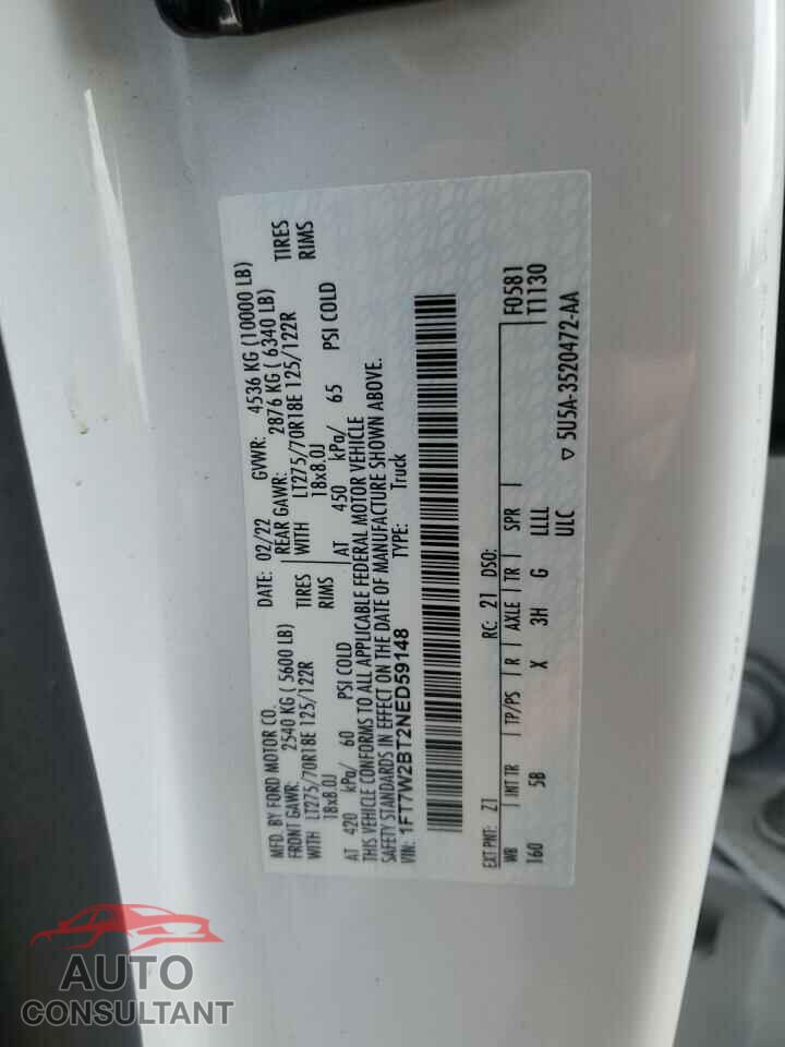FORD F250 2022 - 1FT7W2BT2NED59148