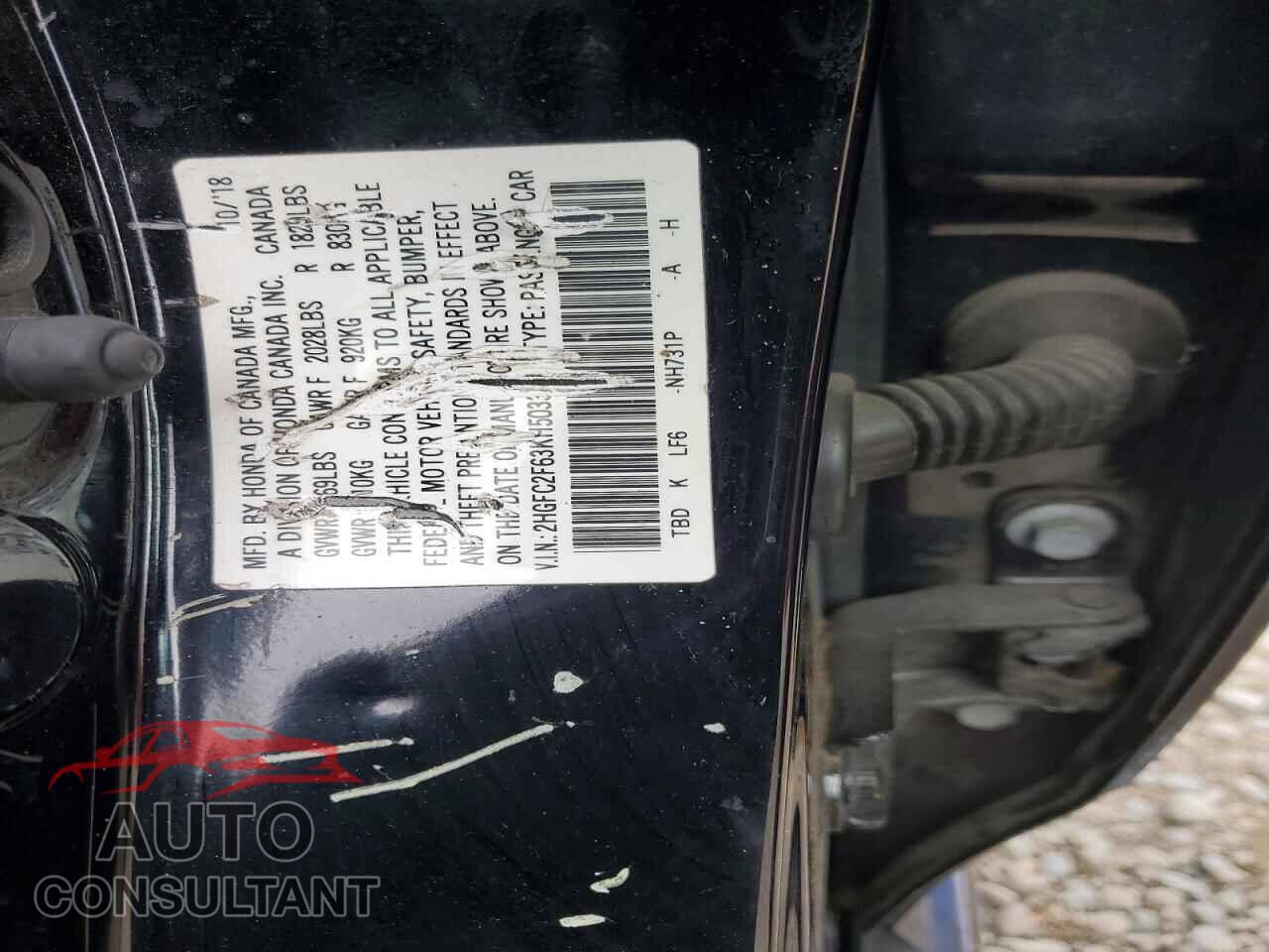 HONDA CIVIC 2019 - 2HGFC2F63KH503336
