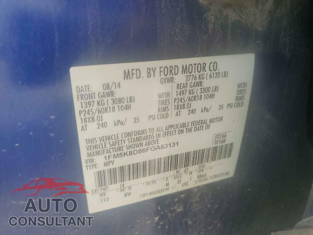 FORD EXPLORER 2015 - 1FM5K8D86FGA63131