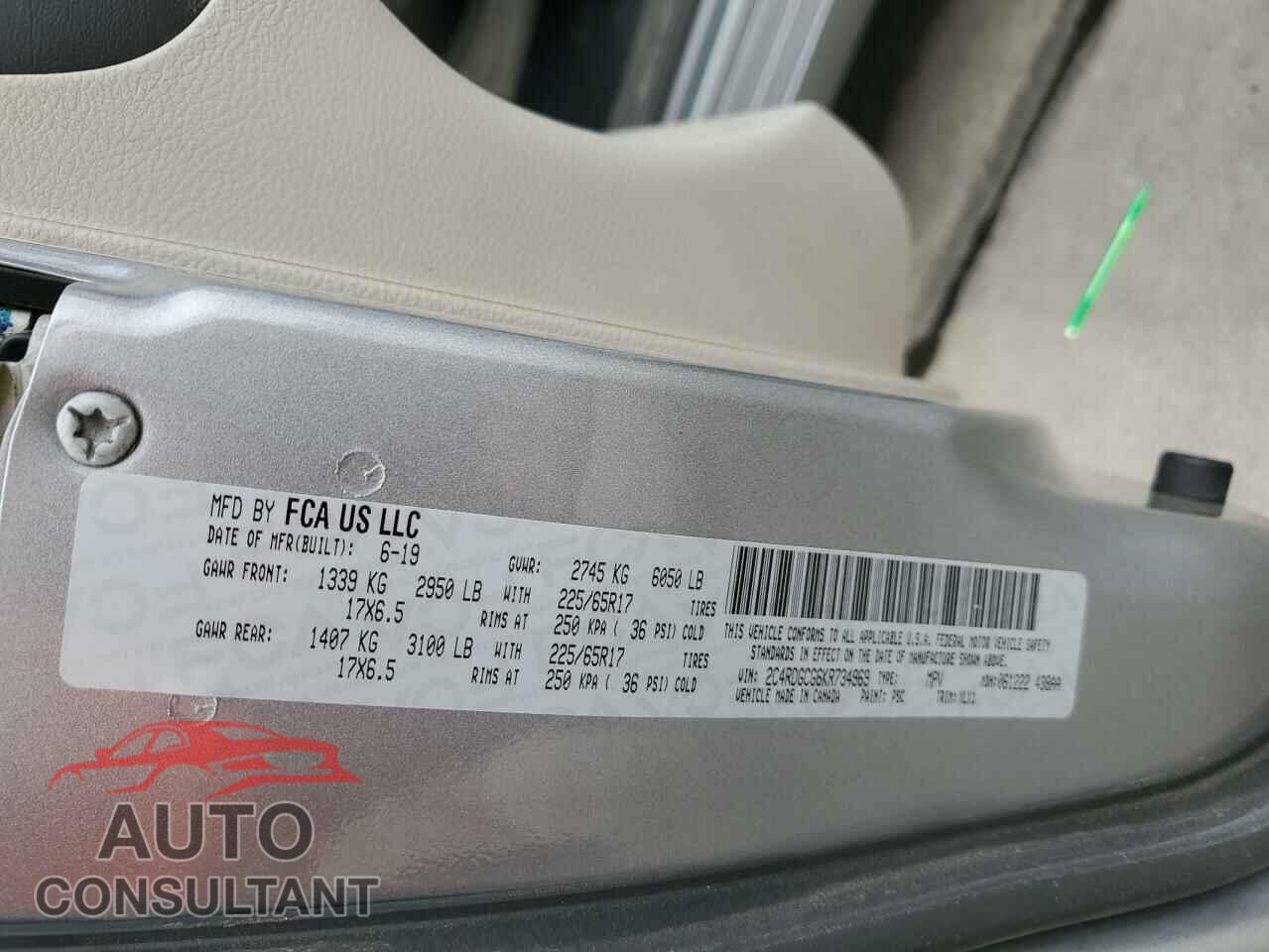 DODGE CARAVAN 2019 - 2C4RDGCG6KR734969