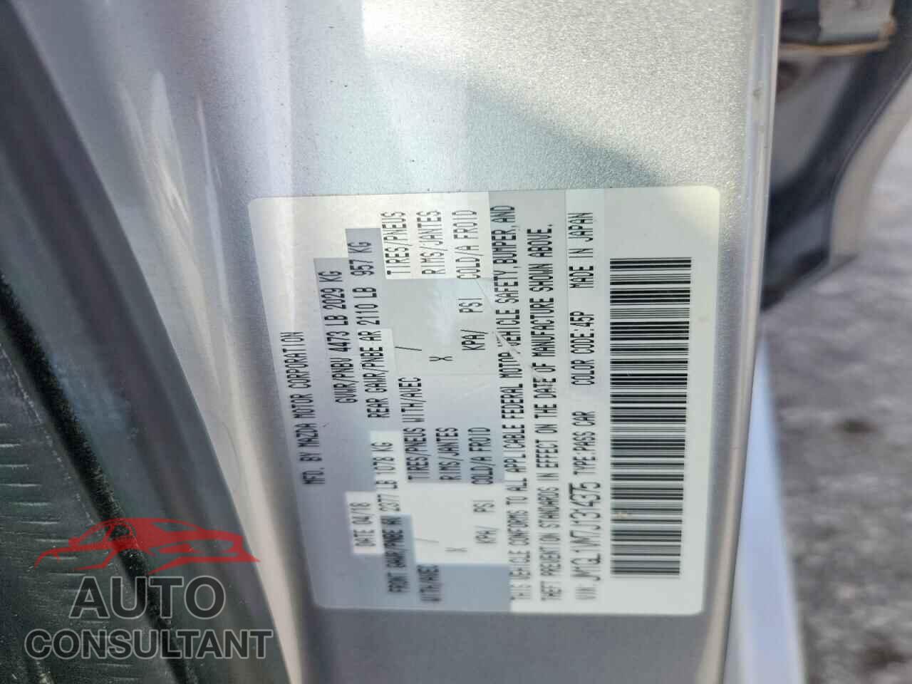 MAZDA 6 2018 - JM1GL1VM7J1314375