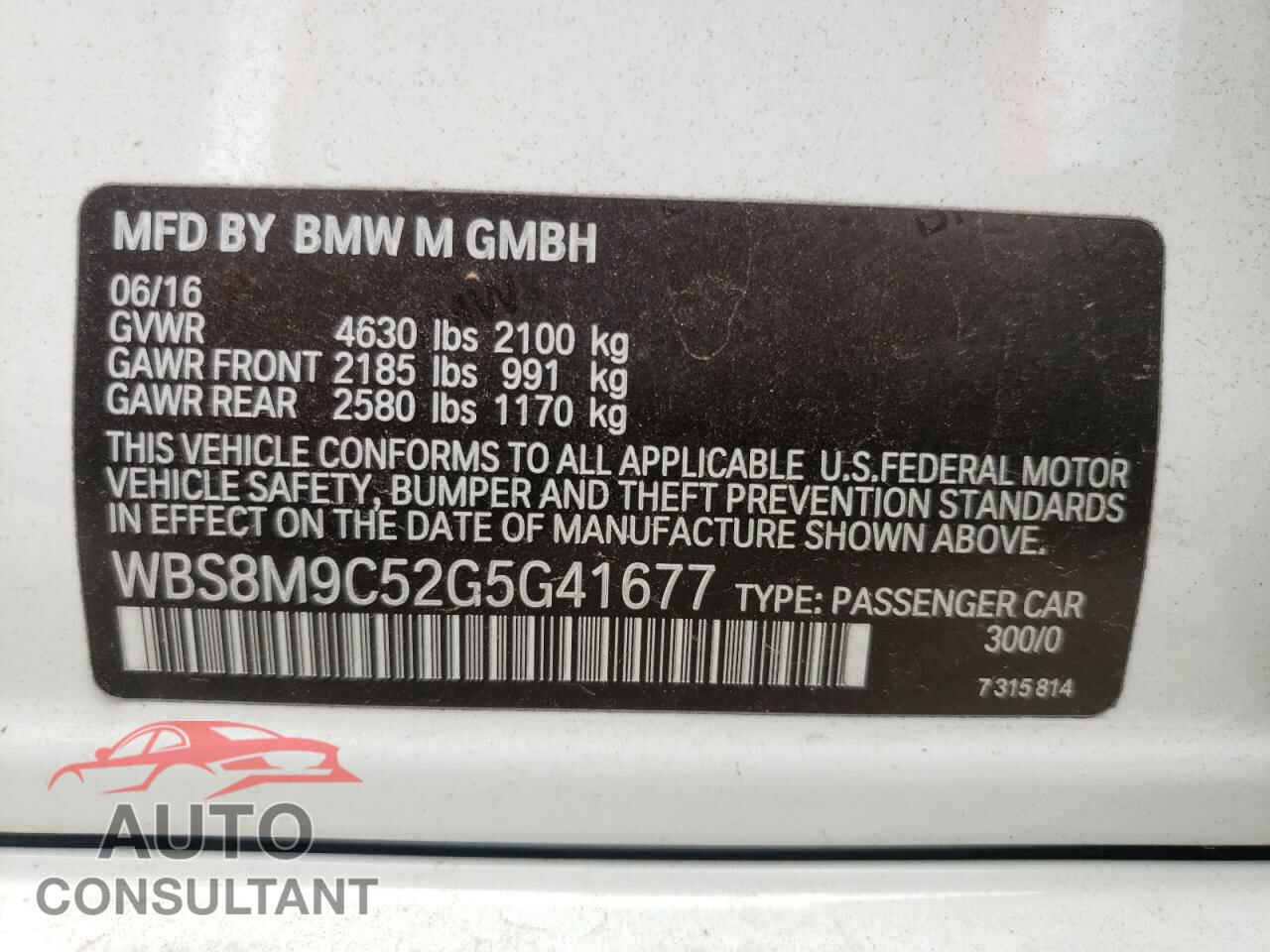 BMW M3 2016 - WBS8M9C52G5G41677