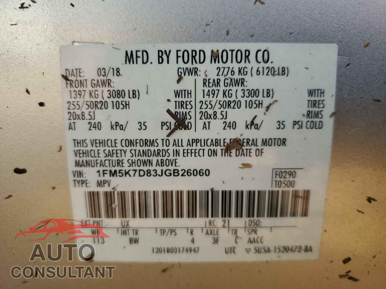 FORD EXPLORER 2018 - 1FM5K7D83JGB26060
