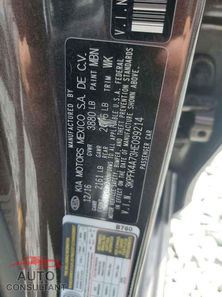 KIA FORTE 2017 - 3KPFK4A73HE099214