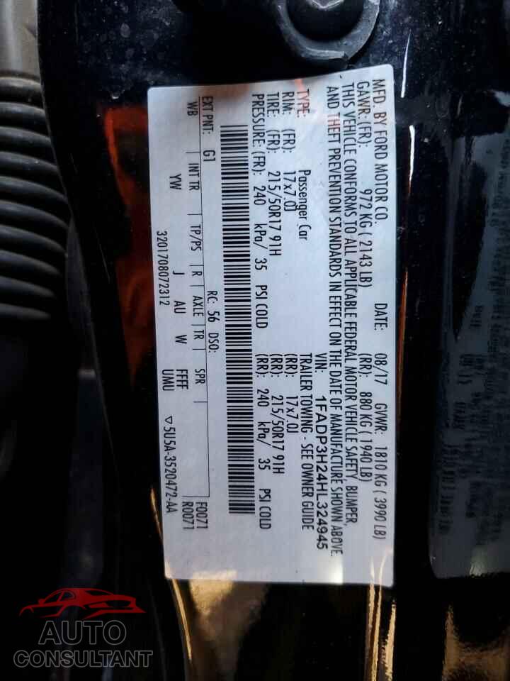 FORD FOCUS 2017 - 1FADP3H24HL324945