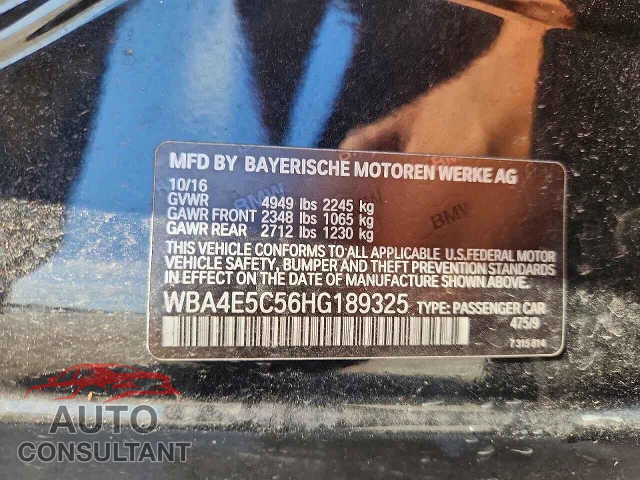 BMW 4 SERIES 2017 - WBA4E5C56HG189325