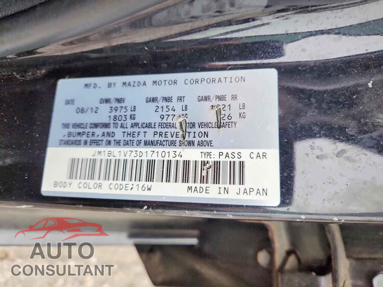 MAZDA 3 2013 - JM1BL1V73D1710134