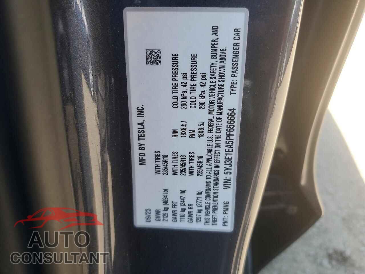 TESLA MODEL 3 2023 - 5YJ3E1EA5PF656664