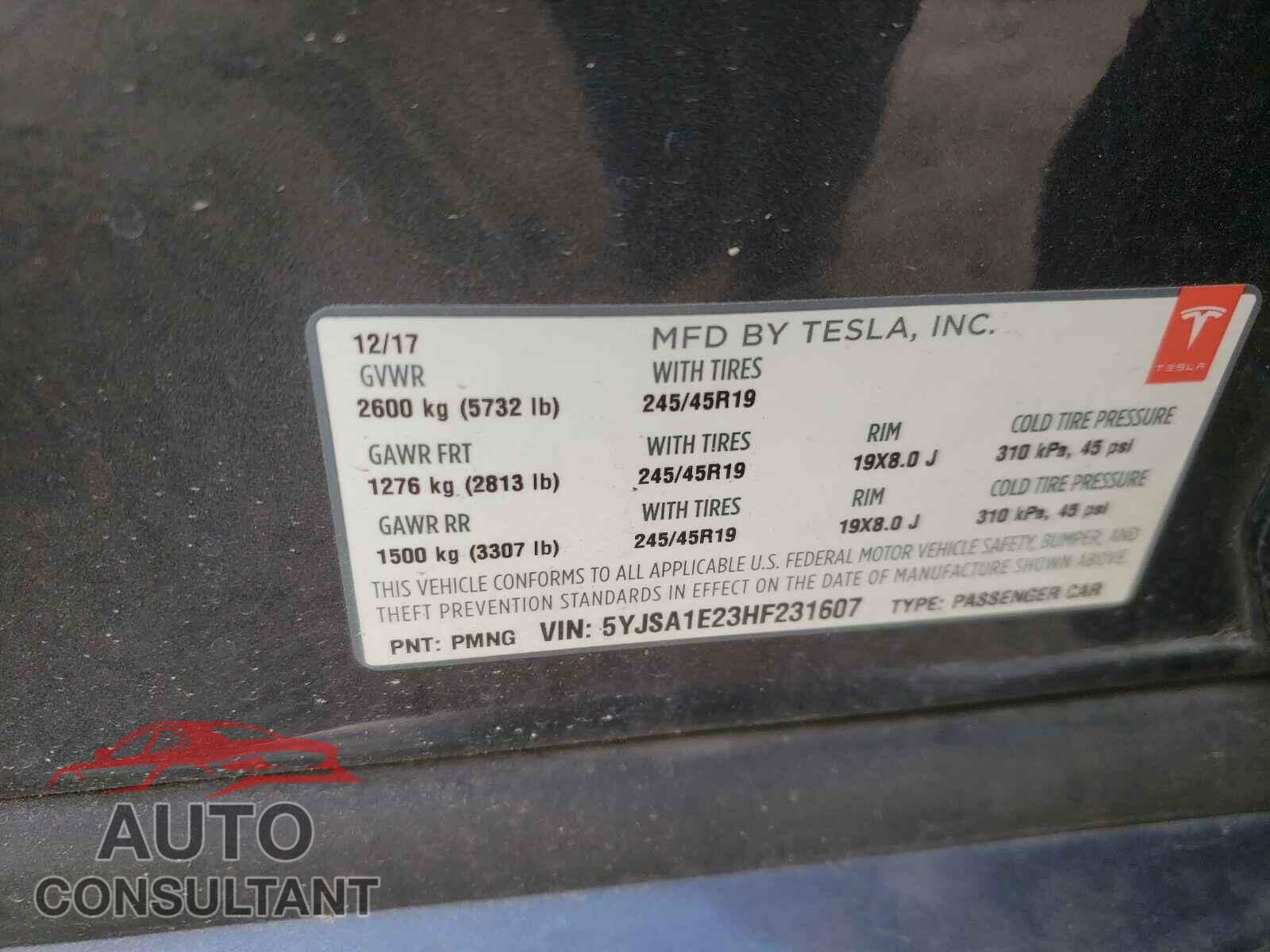 TESLA MODEL S 2017 - 5YJSA1E23HF231607