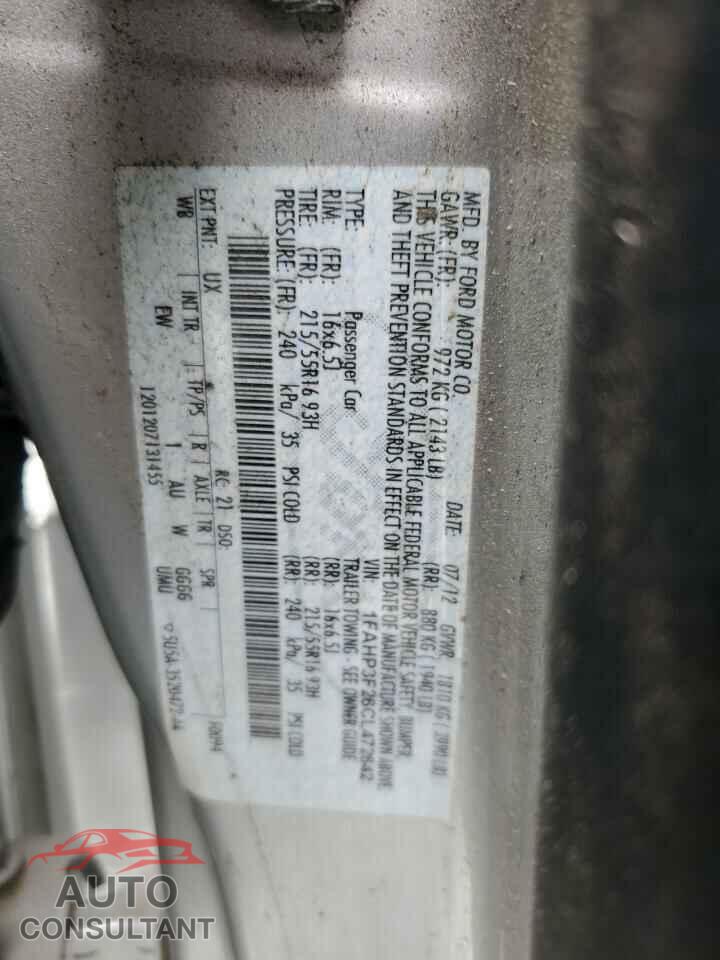 FORD FOCUS 2012 - 1FAHP3F26CL472642