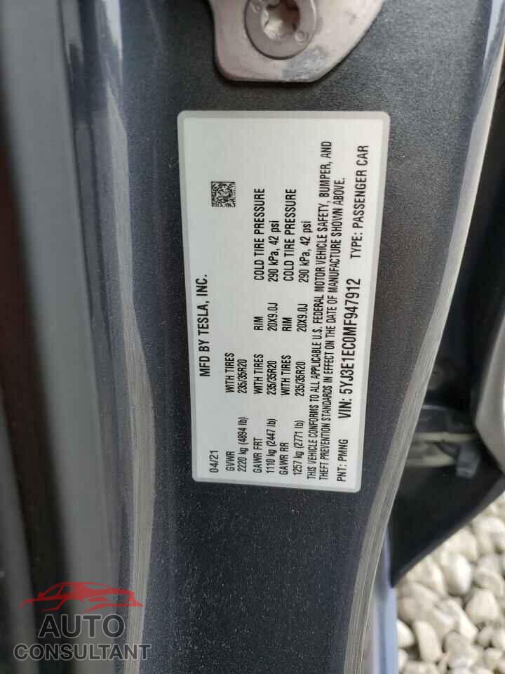 TESLA MODEL 3 2021 - 5YJ3E1EC0MF947912