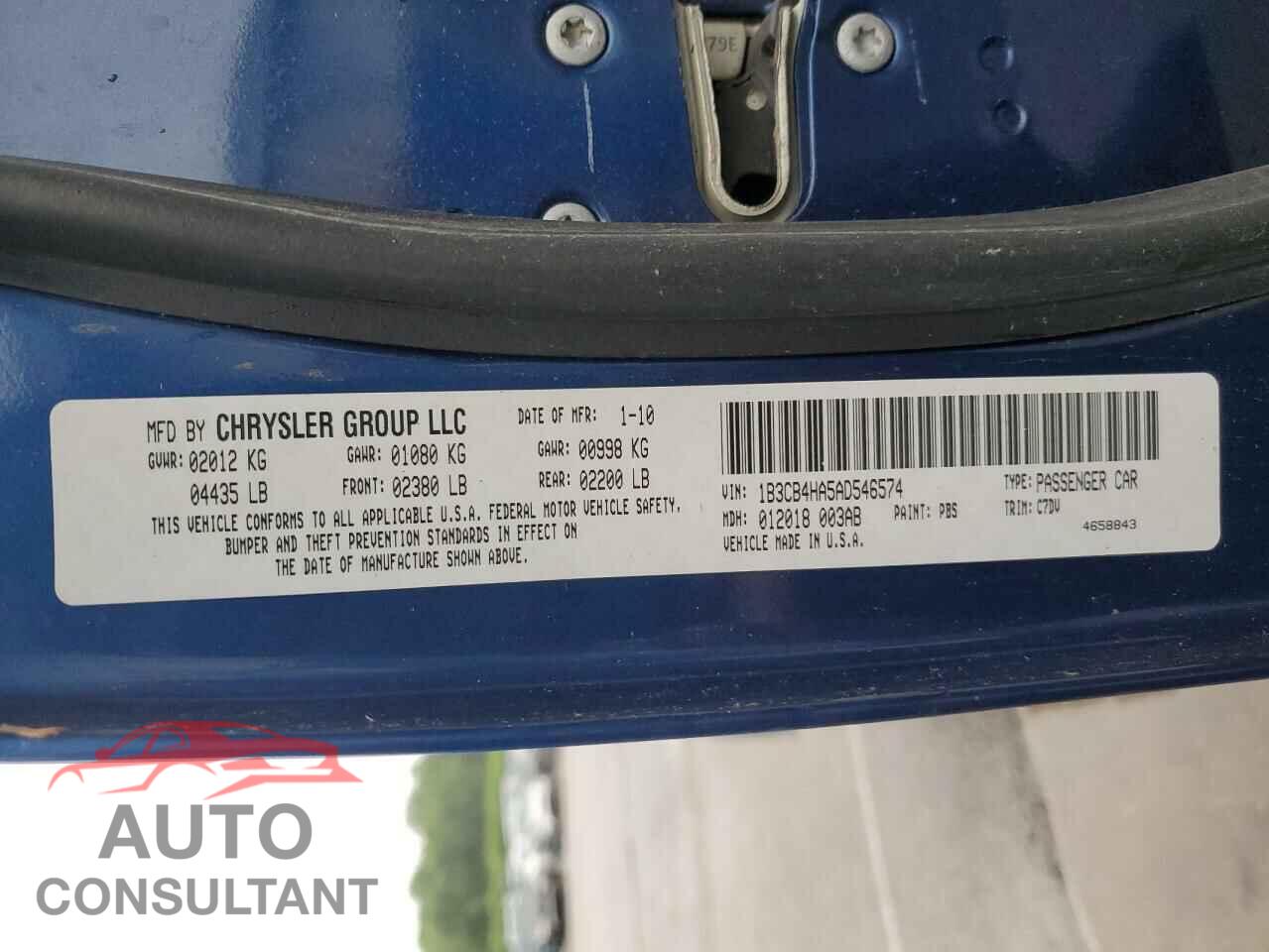 DODGE CALIBER 2010 - 1B3CB4HA5AD546574