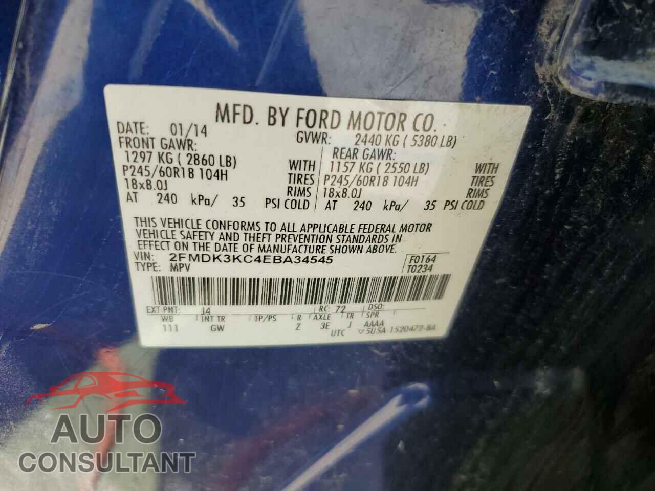 FORD EDGE 2014 - 2FMDK3KC4EBA34545