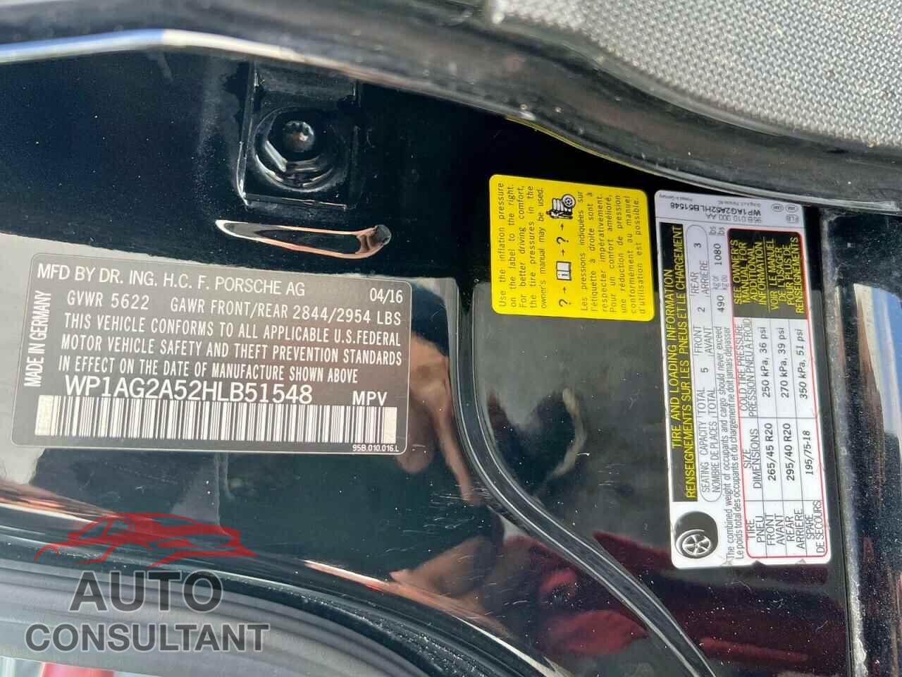 PORSCHE MACAN 2017 - WP1AG2A52HLB51548