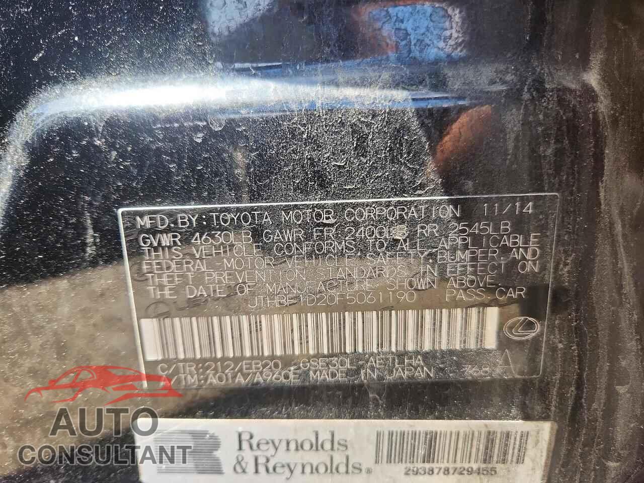 LEXUS IS 2015 - JTHBF1D20F5061190
