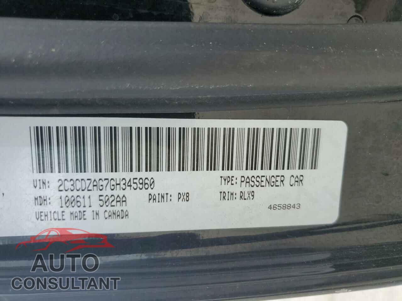 DODGE CHALLENGER 2016 - 2C3CDZAG7GH345960